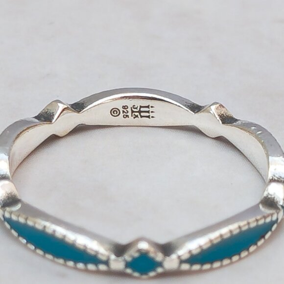 James Avery Sterling Cordoba Enamel Stacking Ring — Turquoise, Size 6.25 - Picture 6 of 12